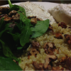 Cooking Together, Chicken and Arugula Spinach Mix with Roasted Walnuts chicken