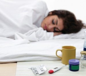 Poor Quality Sleep Can Raise Risk of Catching Cold Virus sick woman bed sleep